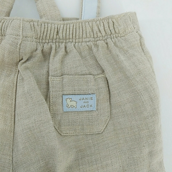 Janie and Jack Layette Khaki Suspenders Jumper Jumpsuit 100% Cotton 0-3 Months - Picture 4 of 9